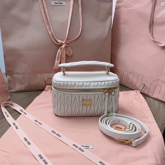 Miu Miu Matelasse Textured Lambskin Cosmetic Case Handbag 5BH226:M