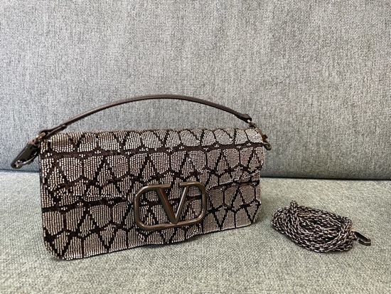 Valentino Garavani MINILOC Beaded Carbon Grey Handbag 1133