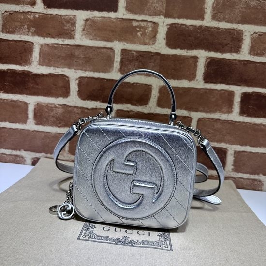 Gucci Metallic Leather Bag Silver 744434