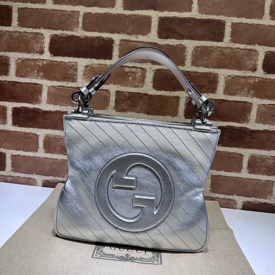 Gucci Original Leather Silver Handbag 751518