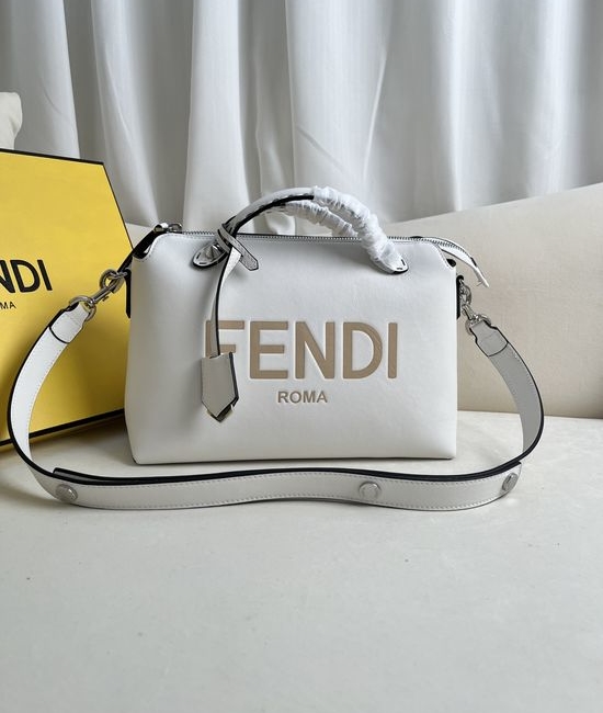 Fendi BY THE WAY White Boston Handbag 2303