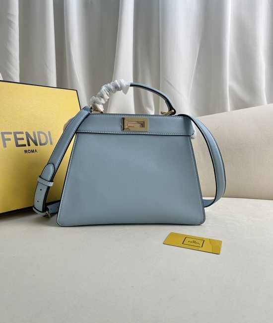 Fendi Peekaboo ISeeU Blue Medium Leather Bag 0229