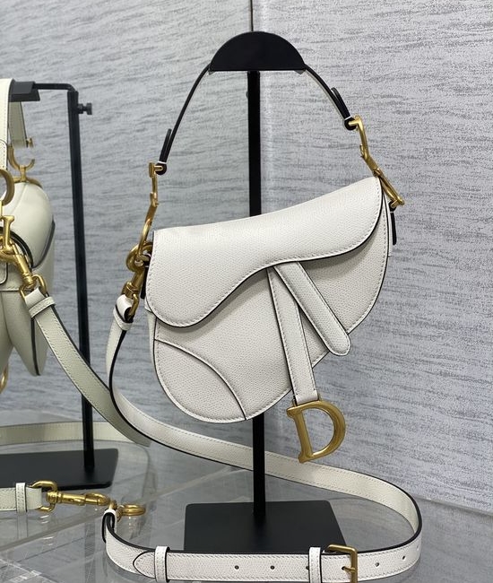 Christian Dior CD Saddle Small White Bag 3397
