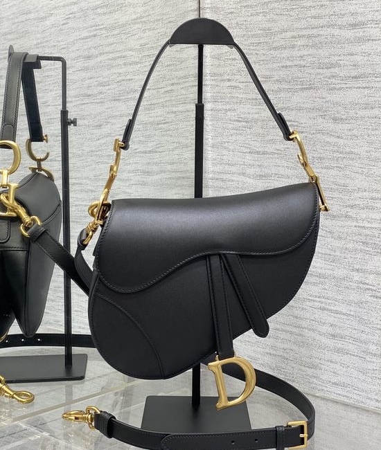 Christian Dior CD Saddle Large Black Bag 3351