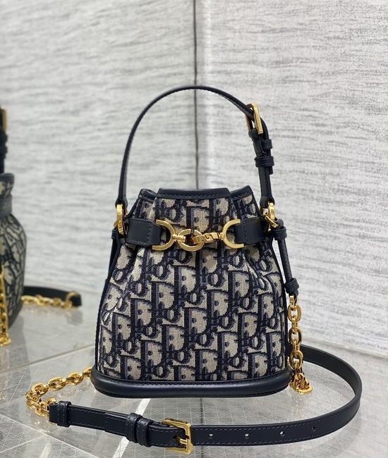 Christian Dior CD C est Blue Oblique Bucket Bag with D Lock 14946