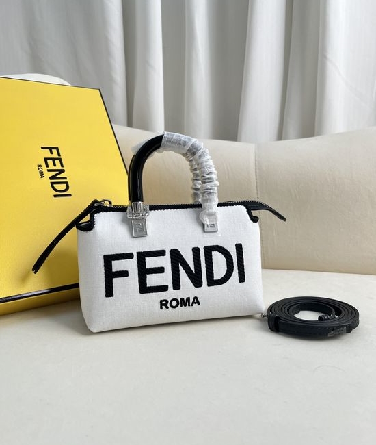 Fendi By The Way Mini Black Leather Boston Bag 8BS067