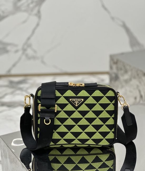Prada Embroidered Fabric Messenger Bag Adjustable Strap 2VH069