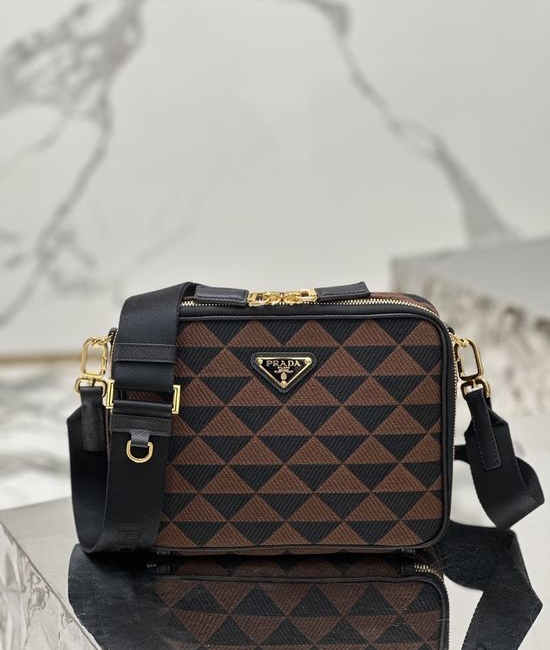 Prada Embroidered Fabric Messenger Bag Adjustable Strap 2VH069