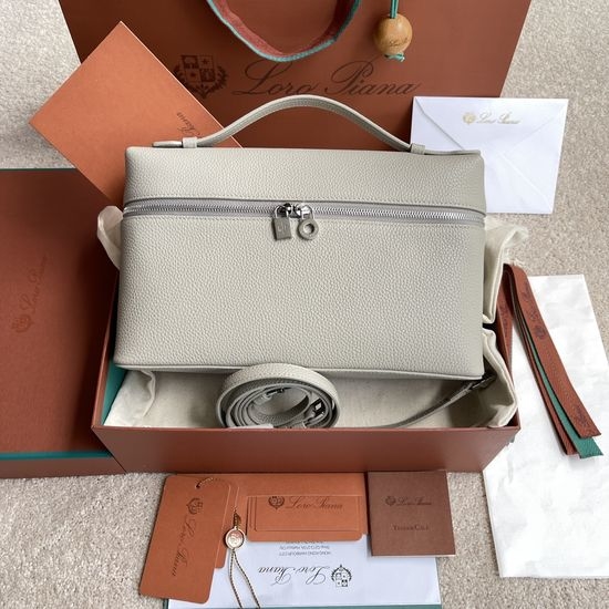 Loro Piana Extra Pocket Pearl Gray Lunch Bag FAI 8511
