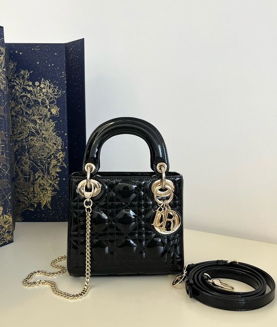Christian Dior CD Lady Patent Leather Handbag 6603