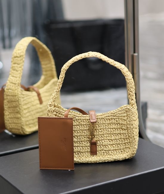 Yves Saint Laurent YSL LE 5 A 7 Shoulder Bag Raffia Woven 710310