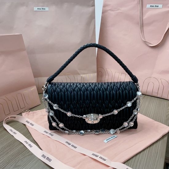 Miu Miu Diamond Chain Lambskin Shoulder Bag 5BD417