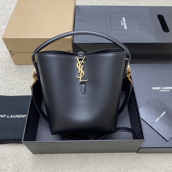 Yves Saint Laurent YSL LE 5A7 Series Small Bucket Bag in Black with Gold Hardware 749036