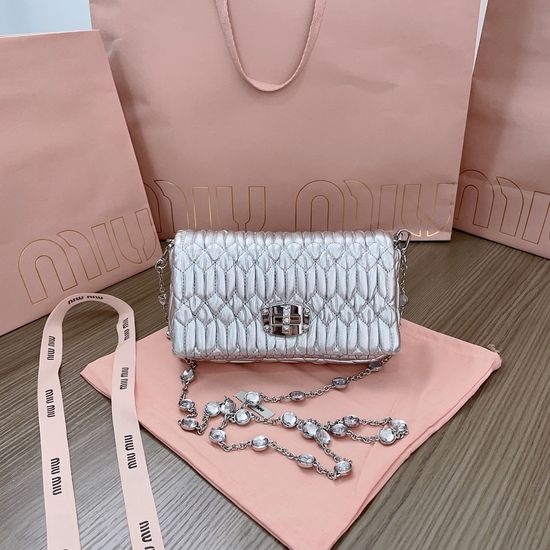 Miu Miu Crystal Chain Shoulder Bag Cloquet Lambskin 5BP079