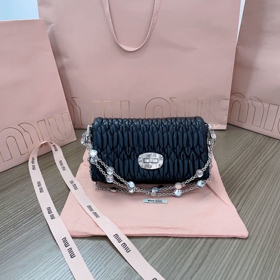 Miu Miu Crystal Chain Handbag Cloquet Lambskin 5BP079