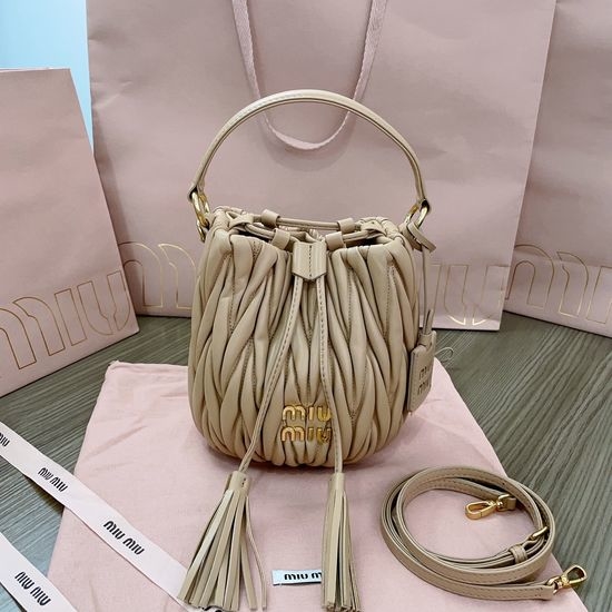 Miu Miu Matelasse Textured Bucket Bag Small 5BE085