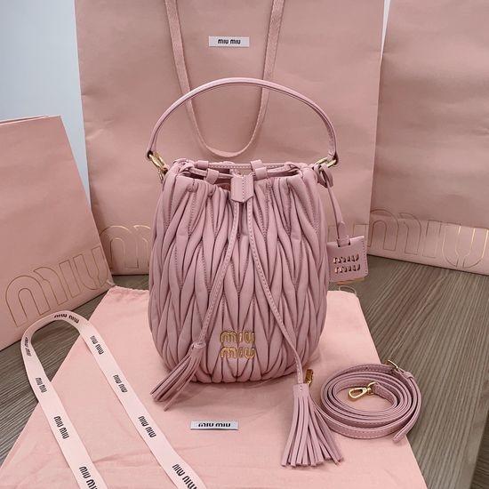 Miu Miu Matelasse Textured Bucket Bag Large 5BE084