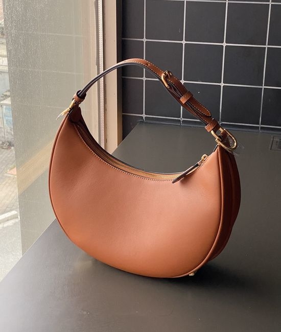 Fendi Crescent Calfskin Shoulder Bag Gold Hardware 205