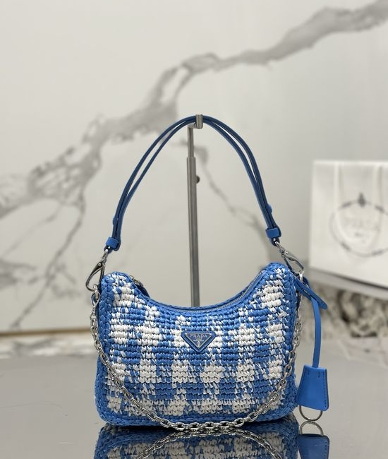 Prada Raffia Woven Hobo Shoulder Bag 1BC204
