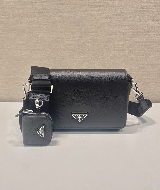 Prada Saffiano Leather Flap Shoulder Bag 2VD059