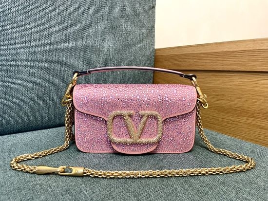 Valentino Shoulder Bag Pink Rhinestone Buckle 4055