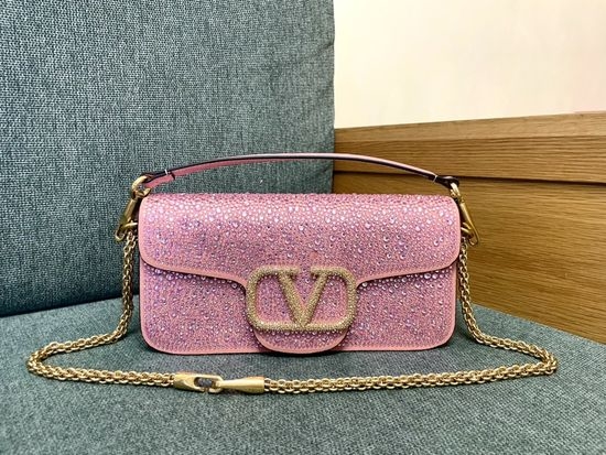 Valentino Shoulder Bag Pink Rhinestone Buckle 4054