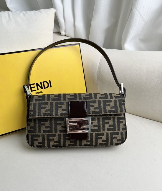 Fendi Baguette Silver Buckle Leather Bag 3312