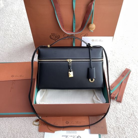 Loro Piana Extra Bag Black Cowhide Handbag FAN3462