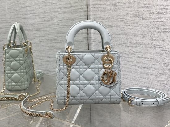 Christian Dior CD Classic Lady Light Blue Satchel 16024