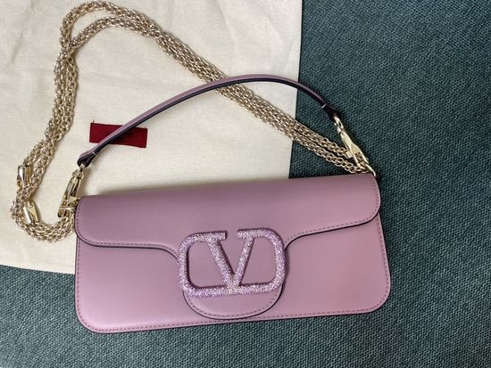 Valentino Calfskin Shoulder Bag with Crystal Buckle 1133