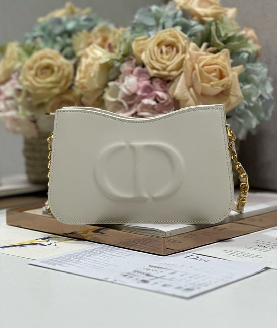 Christian Dior CD CD Signature Hobo Mini Chain Bag White 8017