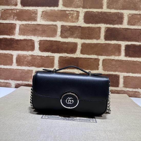 Gucci Black Leather Handbag Classic Style 760194