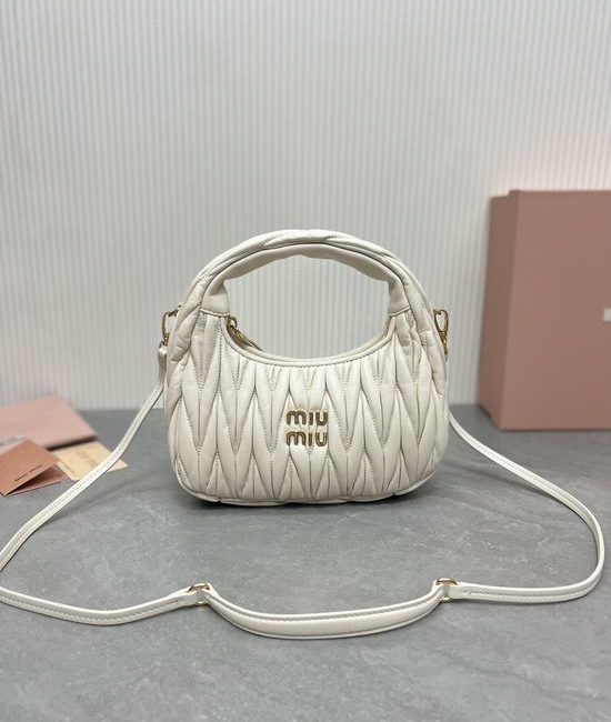 Miu Miu MiuWander Textured Leather Shoulder Bag 5BC125