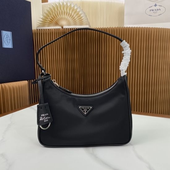 Prada Hobo Nylon Shoulder Bag with Leather Strap 1NE204