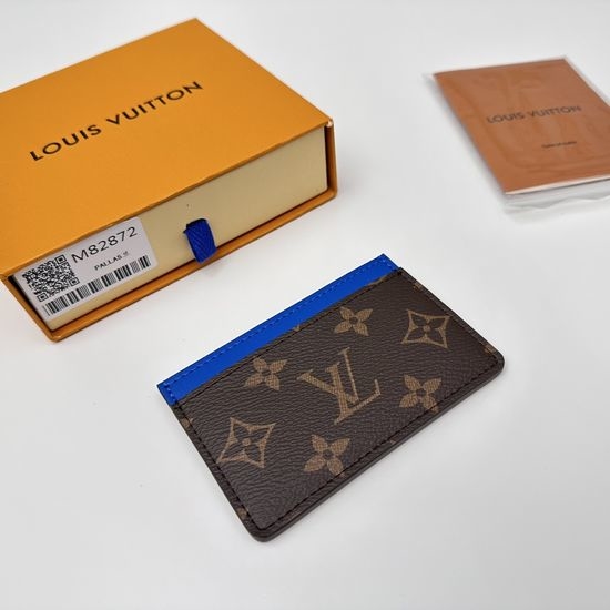 Louis Vuitton LV Monogram Macassar Blue Card Holder M82872