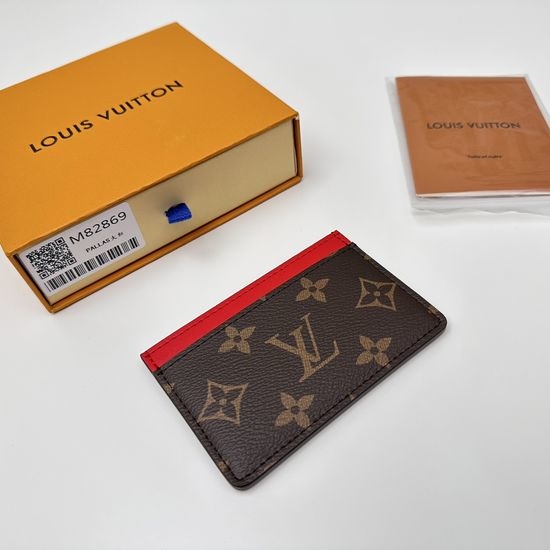 Louis Vuitton LV Monogram Macassar Red Card Holder M82869