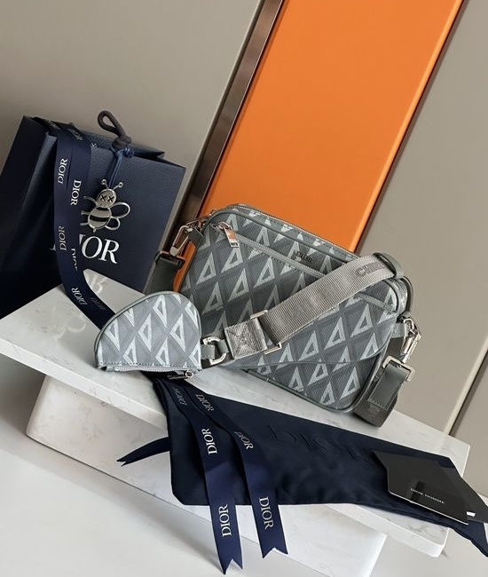 Christian Dior CD Saddle Trio Handbag Set CD Diamond Canvas 93376