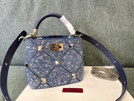 Valentino Romanstud Denim Stud Bag 0199