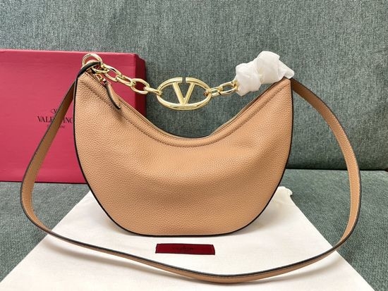 VALENTINO VLOGO MOON Chain Leather Hobo Bag 0003