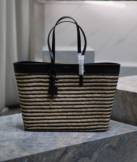 Yves Saint Laurent YSL Tote Bag Raffia Woven Leather 394195