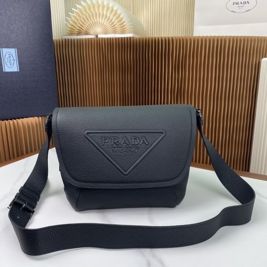 Prada Full Leather Messenger Bag Structured Silhouette 2VD056