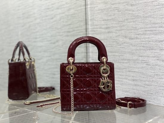 Christian Dior CD Classic Lady Burgundy Bag 6603