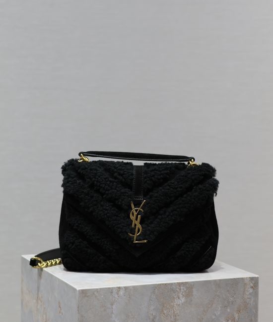 Yves Saint Laurent YSL Monogram College Sheepskin Suede Messenger Bag 392737