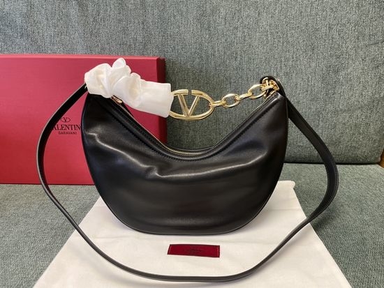Valentino VLOGO MOON Small Chain Leather Hobo Bag 0003