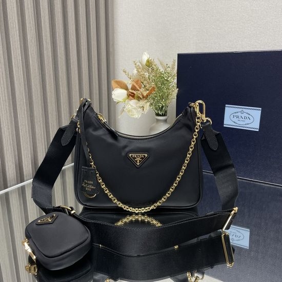 Prada Nylon Hobo Convertible Shoulder Bag 1BH204