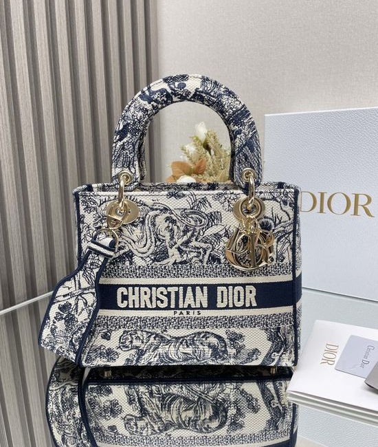 Christian Dior CD Blue Tiger Embroidered Lady Christian Dior CD Bag 11862