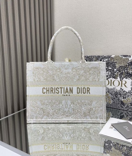 Christian Dior CD Book Tote Embroidery Handbag 1286