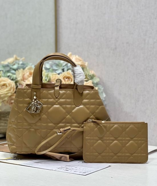 Christian Dior CD Toujours Beige Leather Handbag 1188