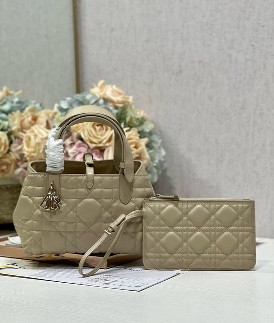 Christian Dior CD Toujours Beige Leather Handbag 1188