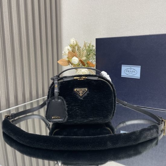 Prada Mini Shearling Structured Handbag 1BH208